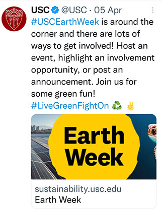 Earth Week Tweet