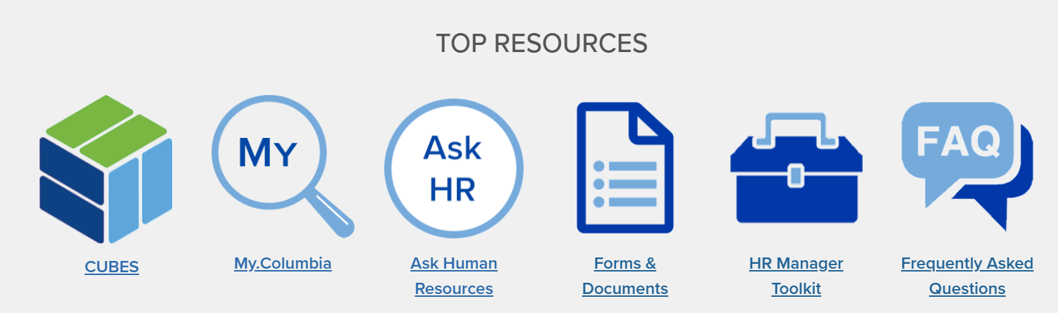 Columbia HR homepage icons