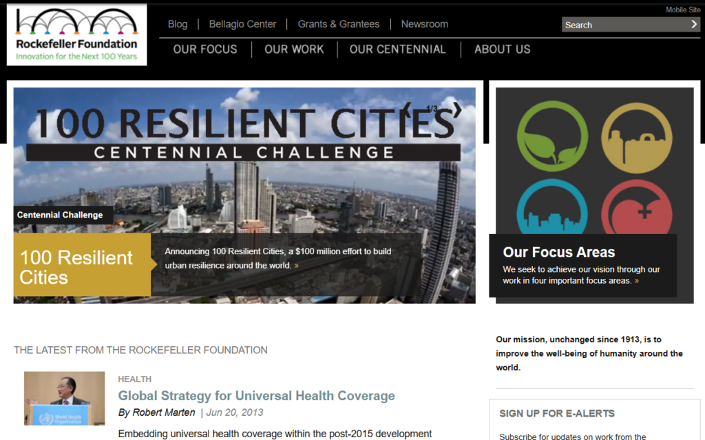 Rockefeller Foundation site circa 2013